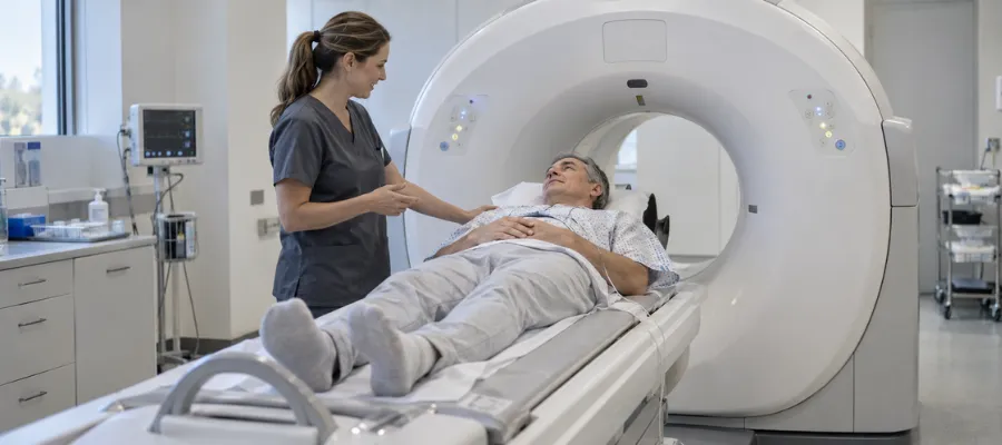 Koroner BT anjiyografi öncesinde hastanın tomografi çekimine hazırlanması